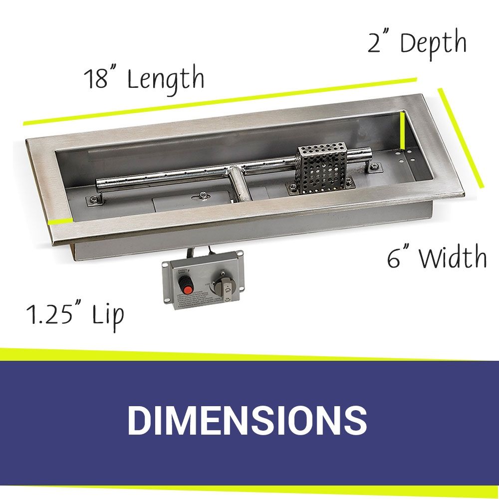 18" x 6" Rectangle CSA Certified Stainless Steel Drop-In Pan Kit by American Fire Products