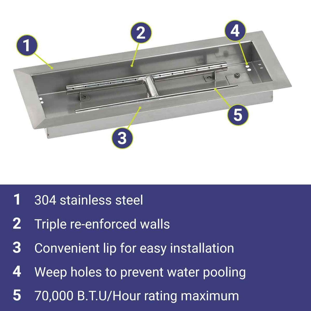 18" x 6" Rectangle Stainless Steel Drop-In Pan by American Fire Products