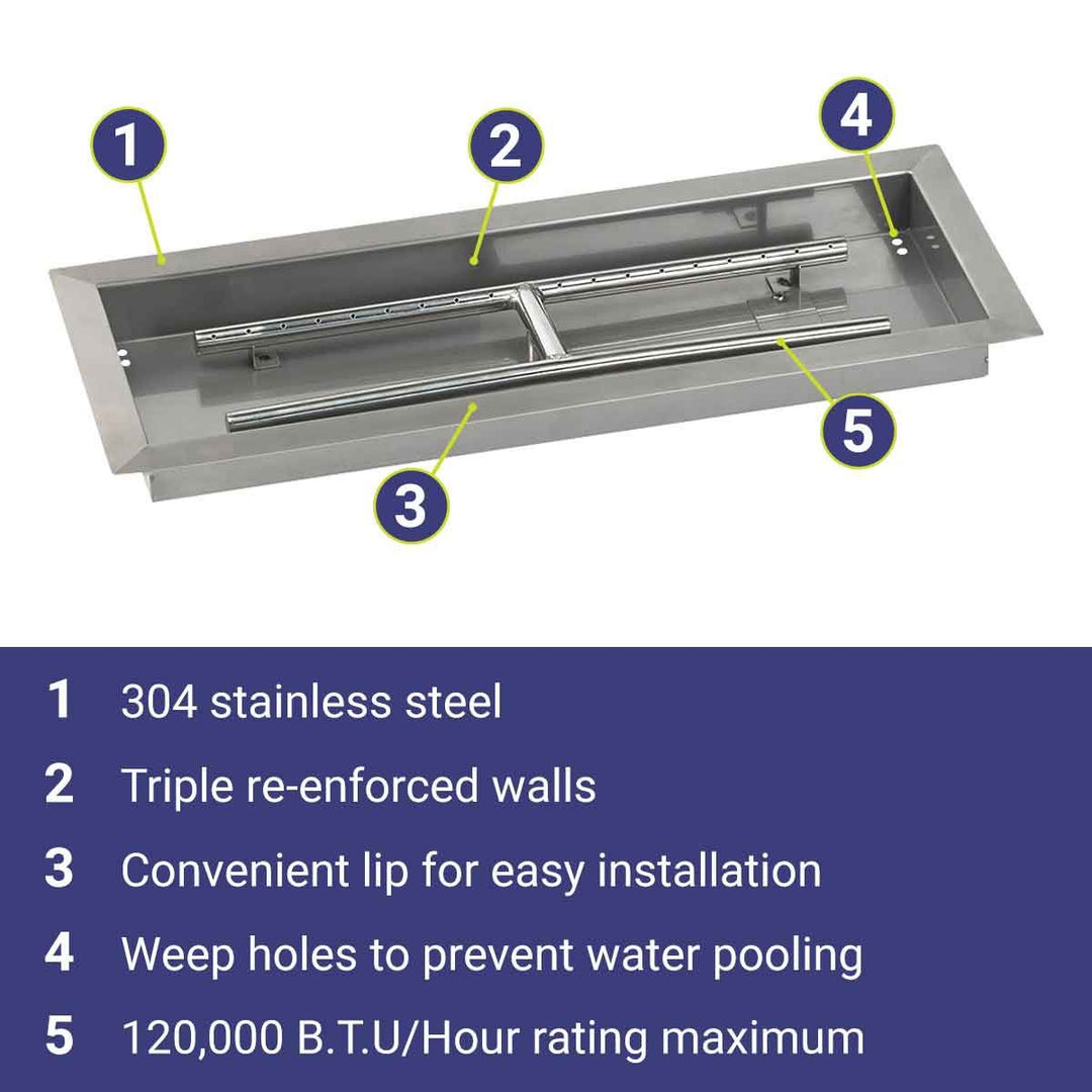 24" x 8" Rectangle Stainless Steel Drop-In Pan by American Fire Products