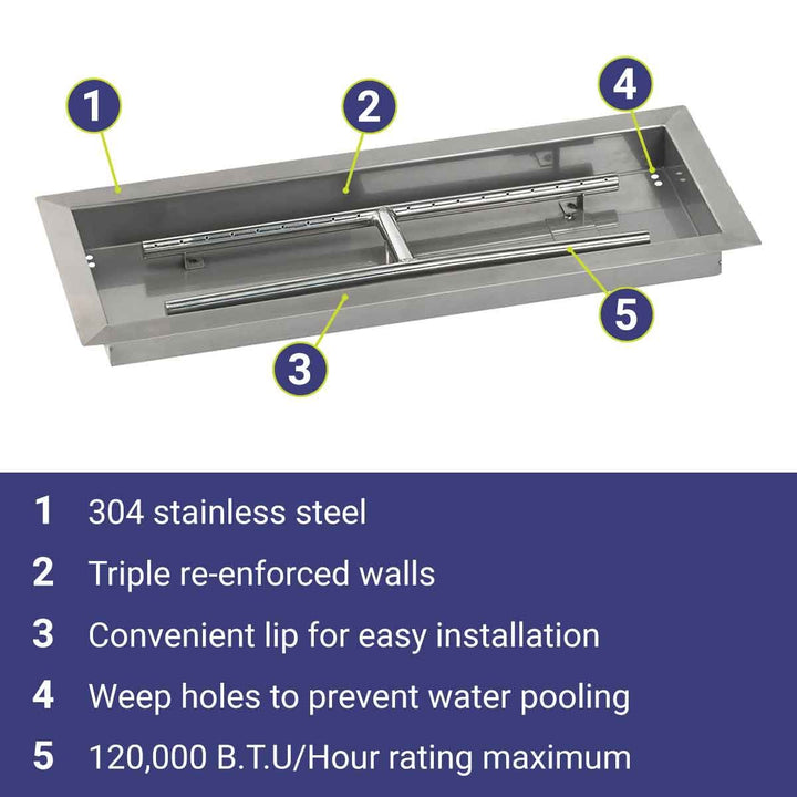 24" x 8" Rectangle Stainless Steel Drop-In Pan by American Fire Products