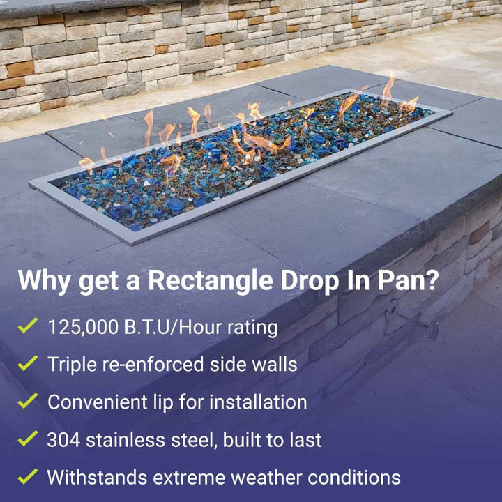 30" x 10" Rectangle Stainless Steel Drop-In Pan by American Fire Products