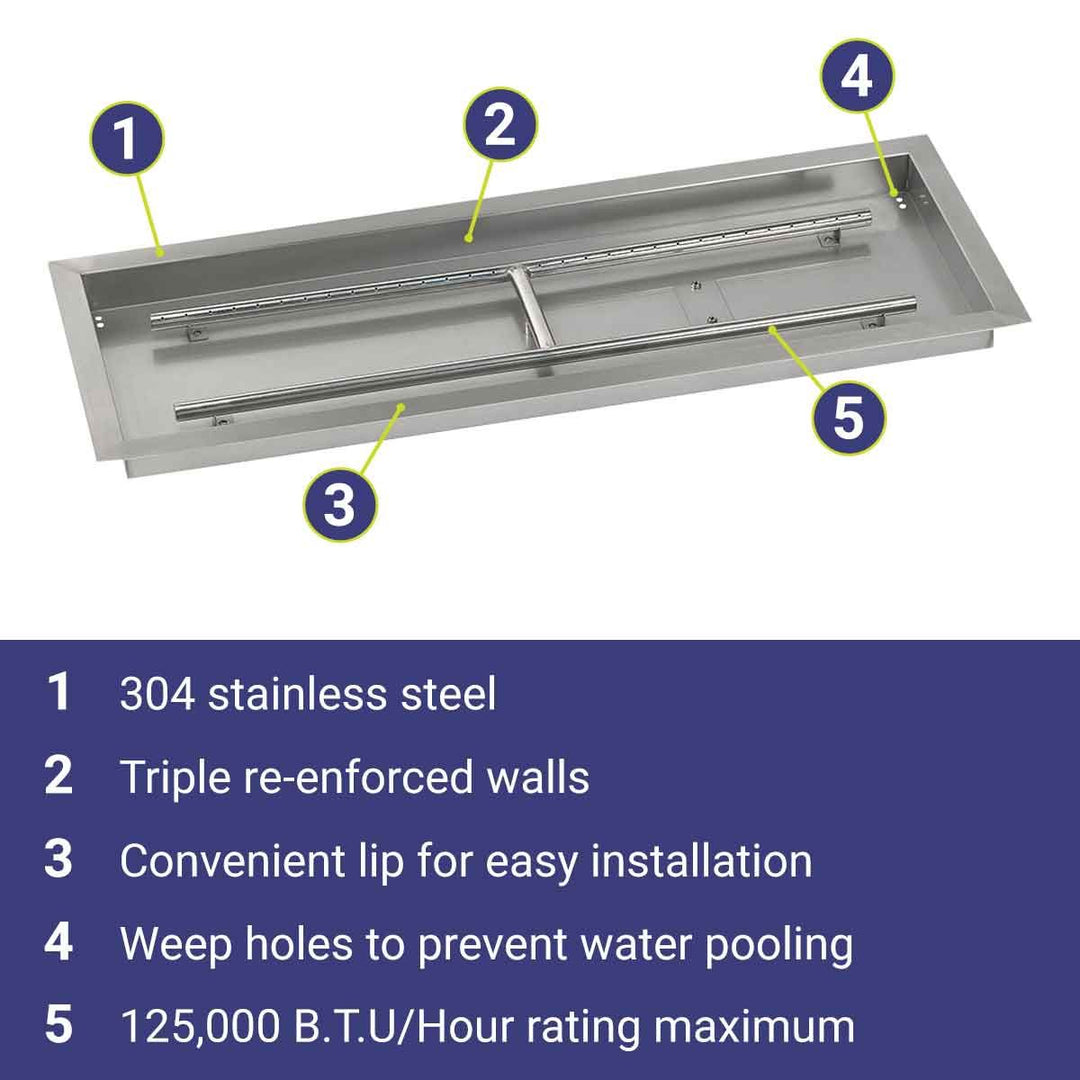 30" x 10" Rectangle Stainless Steel Drop-In Pan by American Fire Products