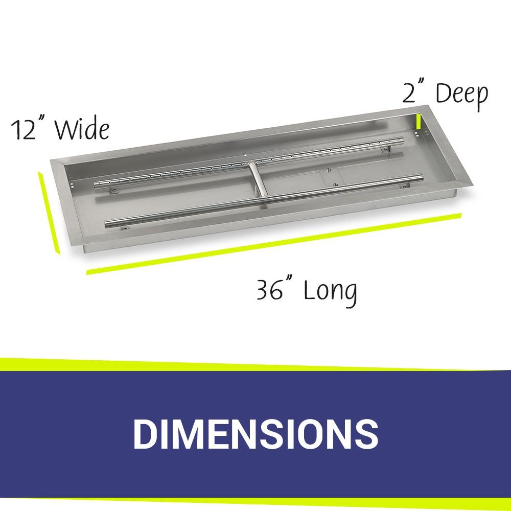 36" x 12" Rectangle Stainless Steel Drop-In Pan by American Fire Products
