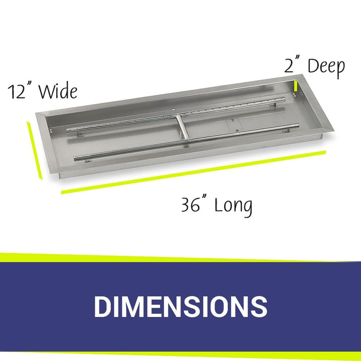36" x 12" Rectangle Stainless Steel Drop-In Pan by American Fire Products