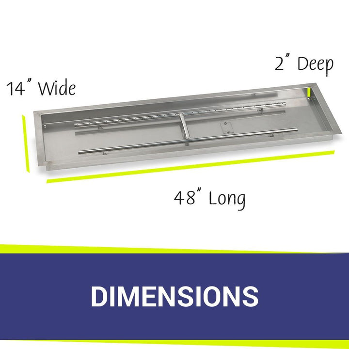 48" x 14" Rectangle Stainless Steel Drop-In Pan by American Fire Products