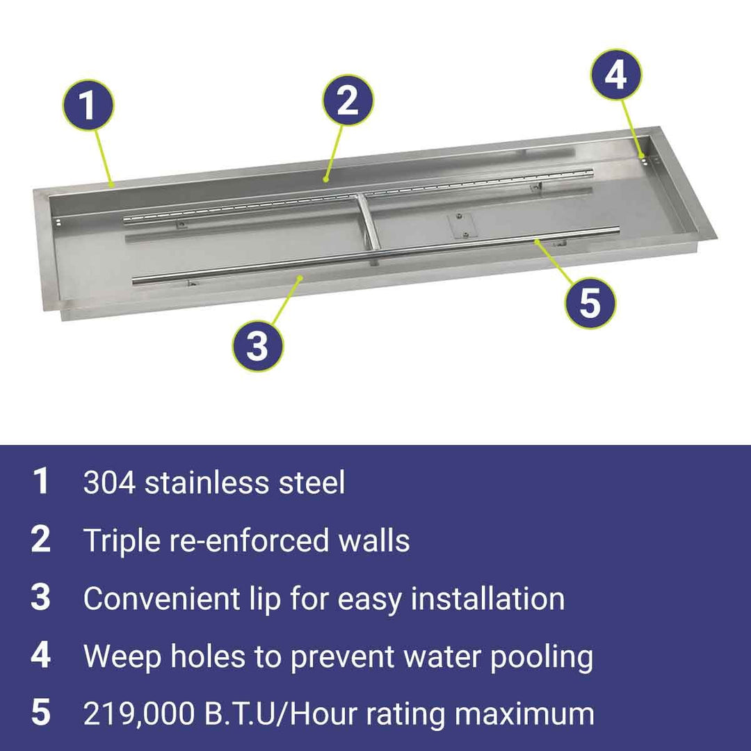48" x 14" Rectangle Stainless Steel Drop-In Pan by American Fire Products