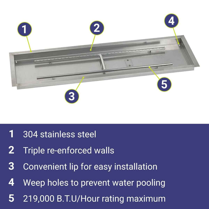 48" x 14" Rectangle Stainless Steel Drop-In Pan by American Fire Products