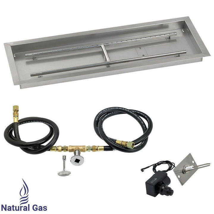 48" x 14" Rectangle Stainless Steel Drop-In Pan with Spark Ignition Kit - Natural Gas by American Fire Products