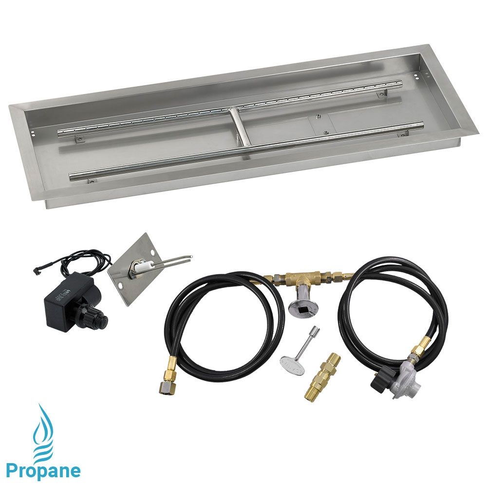 36" x 12" Rectangle Stainless Steel Drop-In Pan with Spark Ignition Kit - Propane by American Fire Products