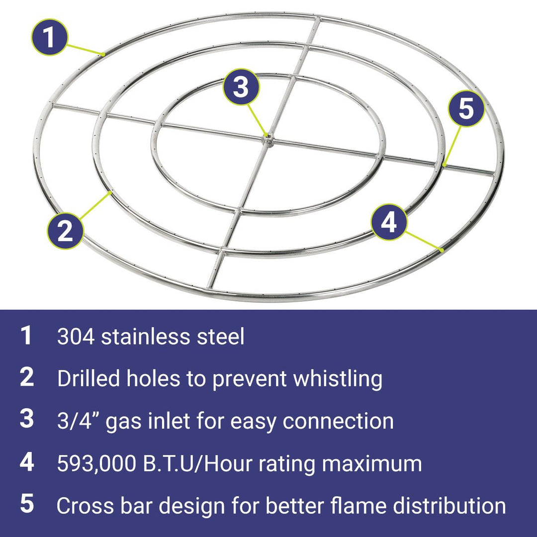 48" Triple-Ring Stainless Steel Burner by American Fire Products
