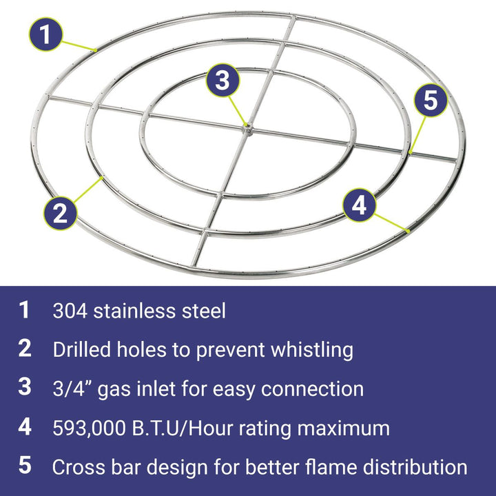 48" Triple-Ring Stainless Steel Burner by American Fire Products