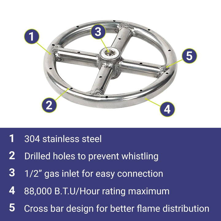 6" Single-Ring Stainless Steel Burner by American Fire Products