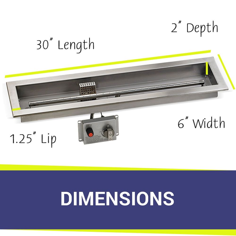 30" x 6" Linear CSA Certified Stainless Steel Drop-In Pan Kit by American Fire Products