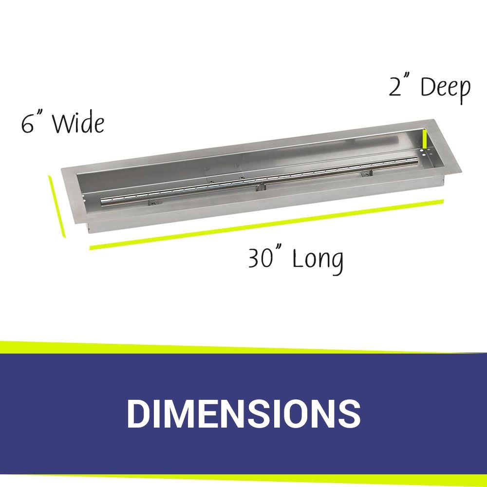 30" x 6" Linear Stainless Steel Drop-In Pan by American Fire Products