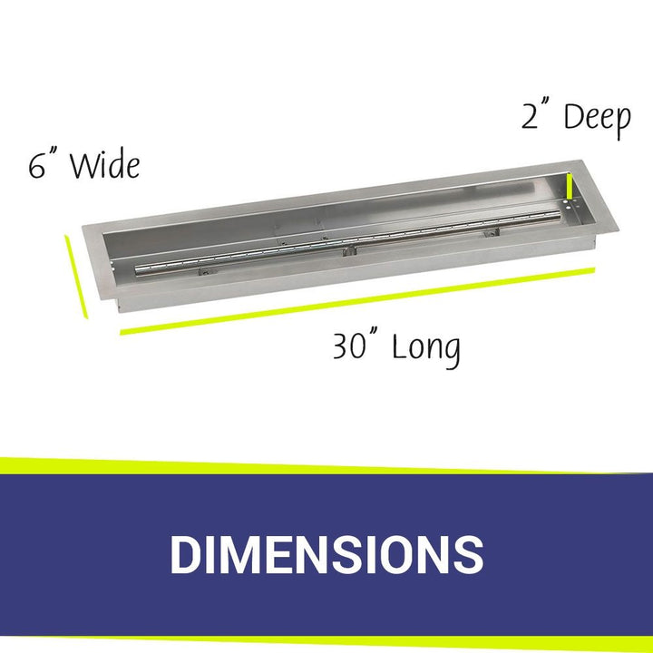 30" x 6" Linear Stainless Steel Drop-In Pan by American Fire Products
