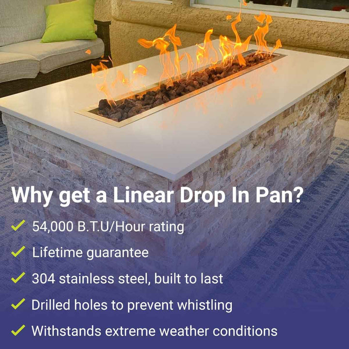 30" x 6" Linear Stainless Steel Drop-In Pan by American Fire Products