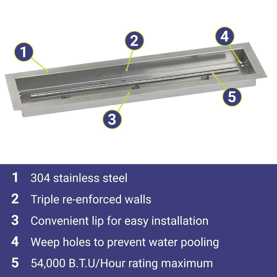 30" x 6" Linear Stainless Steel Drop-In Pan by American Fire Products