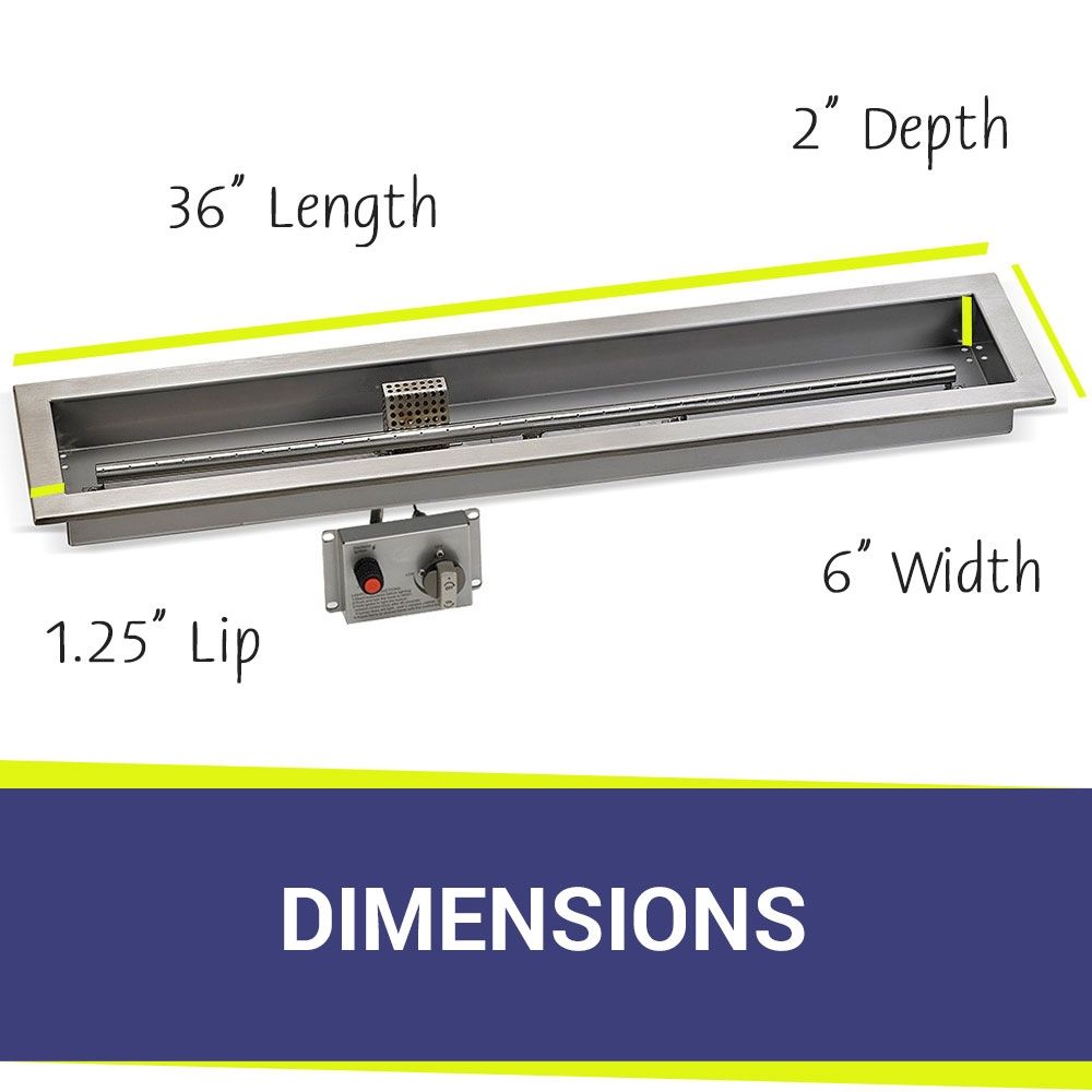 36" x 6" Linear CSA Certified Stainless Steel Drop-In Pan Kit by American Fire Products