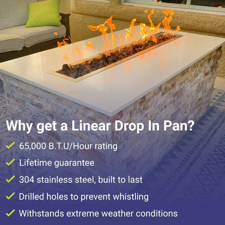 36" x 6" Linear Stainless Steel Drop-In Pan by American Fire Products