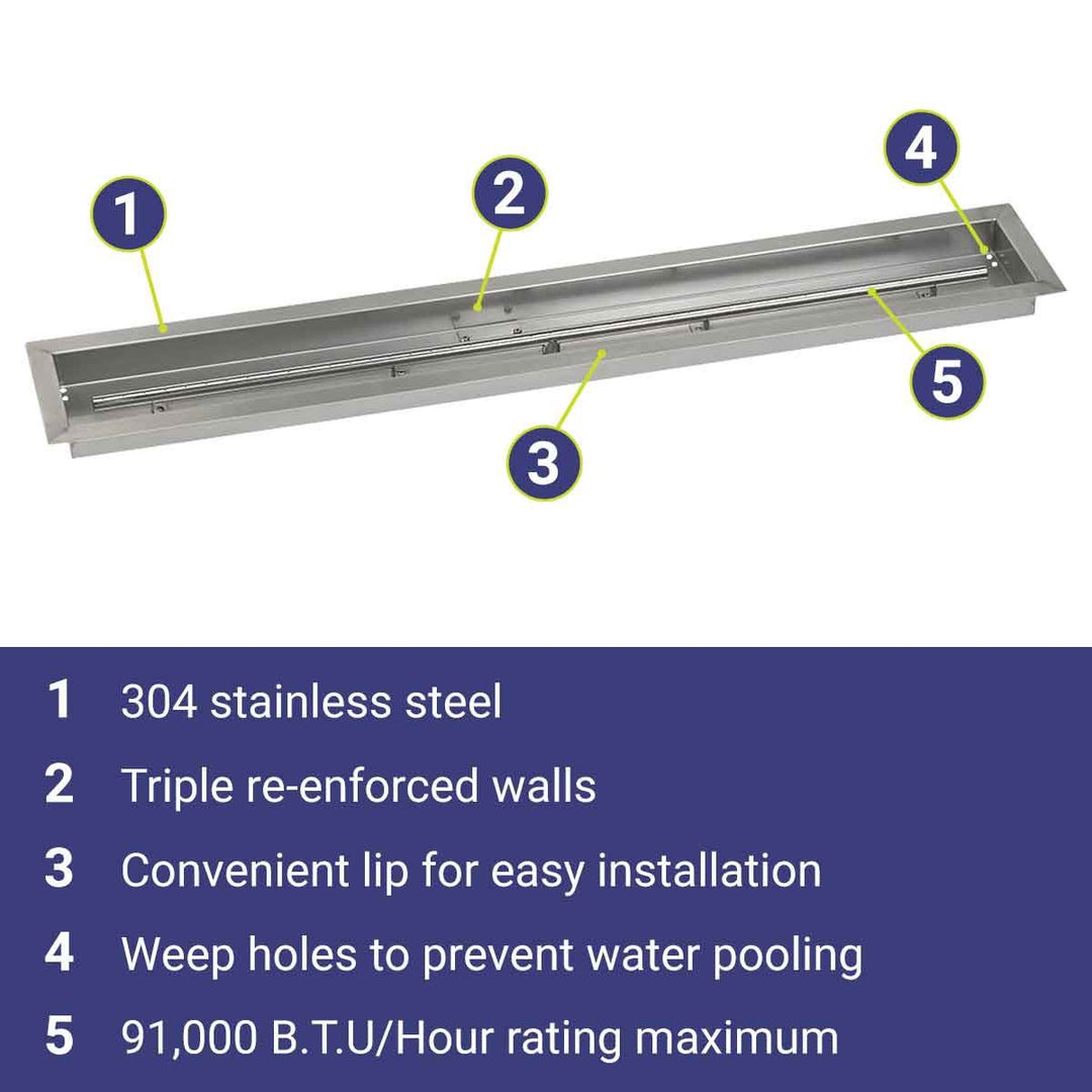 48" x 6" Linear Stainless Steel Drop-In Pan by American Fire Products