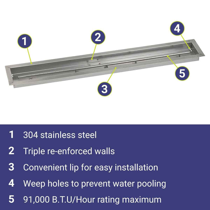 48" x 6" Linear Stainless Steel Drop-In Pan by American Fire Products