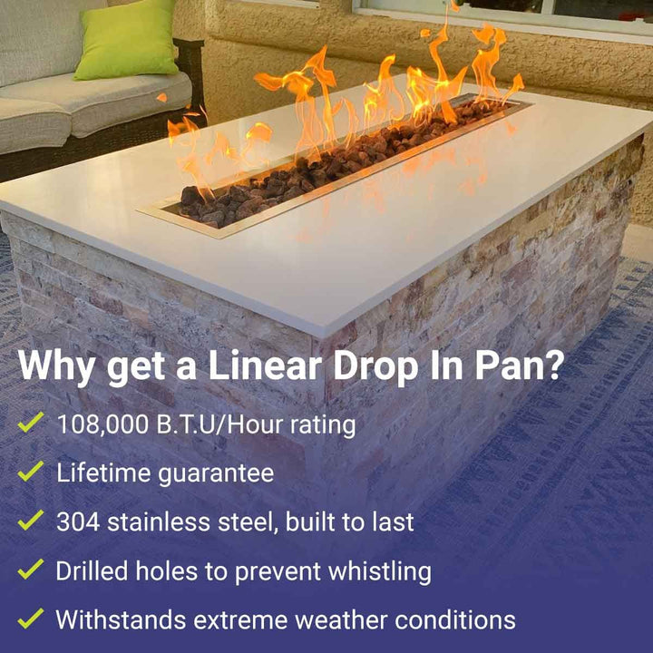 60" x 6" Linear Stainless Steel Drop-In Pan by American Fire Products