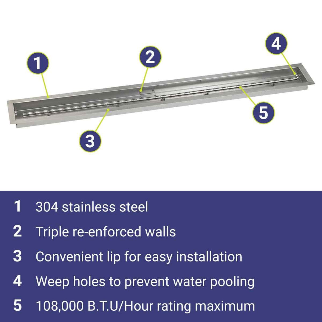 60" x 6" Linear Stainless Steel Drop-In Pan by American Fire Products