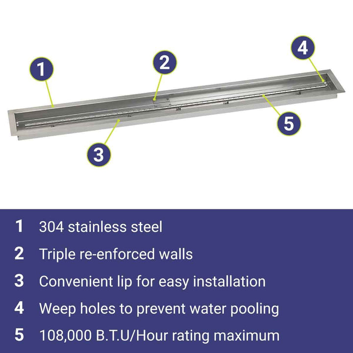 60" x 6" Linear Stainless Steel Drop-In Pan by American Fire Products