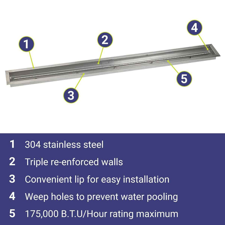 72" x 6" Linear Stainless Steel Drop-In Pan by American Fire Products
