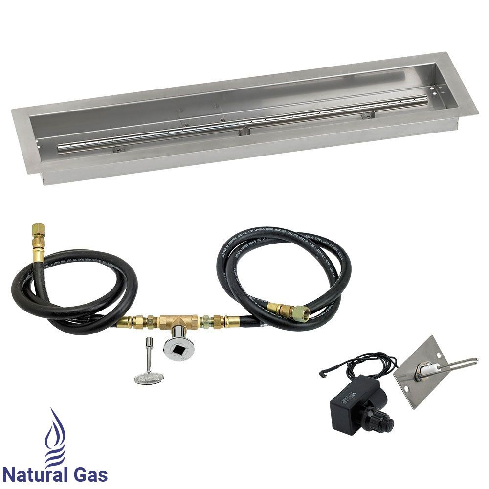 30" x 6" Linear Stainless Steel Drop-In Pan with Spark Ignition Kit - Natural Gas by American Fire Products