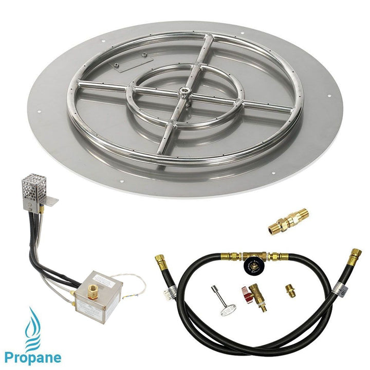 Round Stainless Steel Flat Pan with All-Weather Electronic Ignition System by American Fire Products