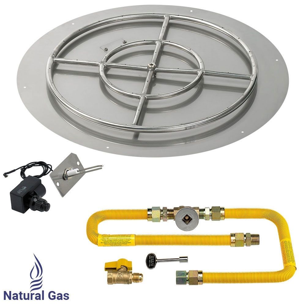 36" Round High Capacity Stainless Steel Flat Pan with Spark Ignition Kit - Natural Gas by American Fire Products