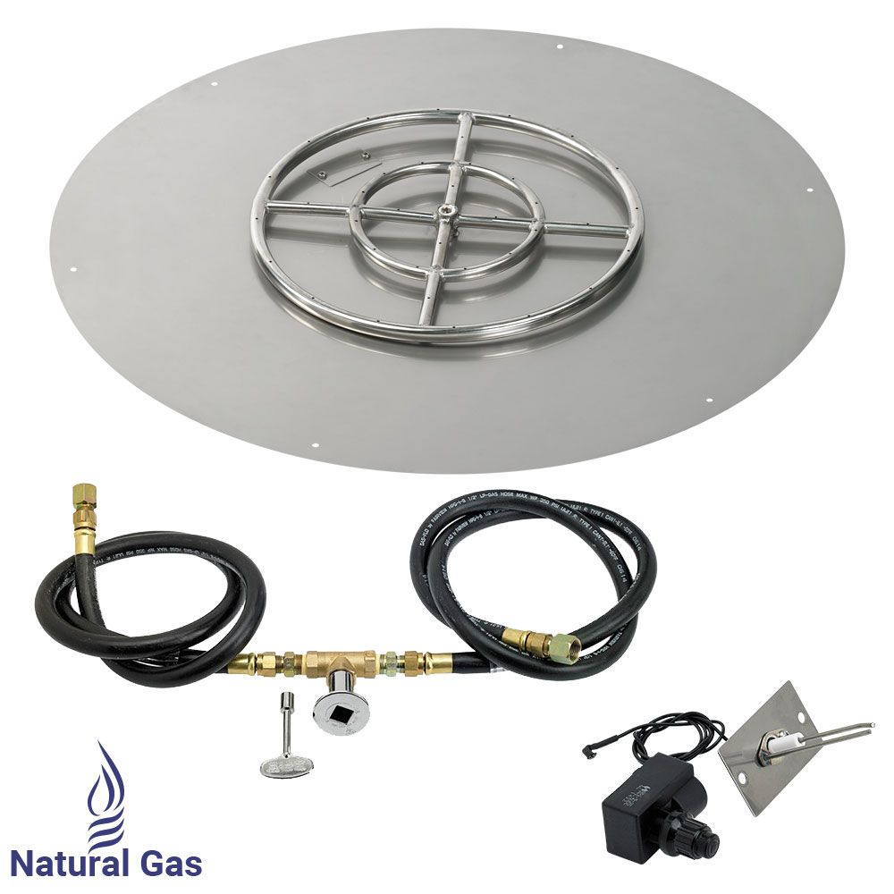 36" Round Stainless Steel Flat Pan with Spark Ignition Kit – Natural Gas by American Fire Products