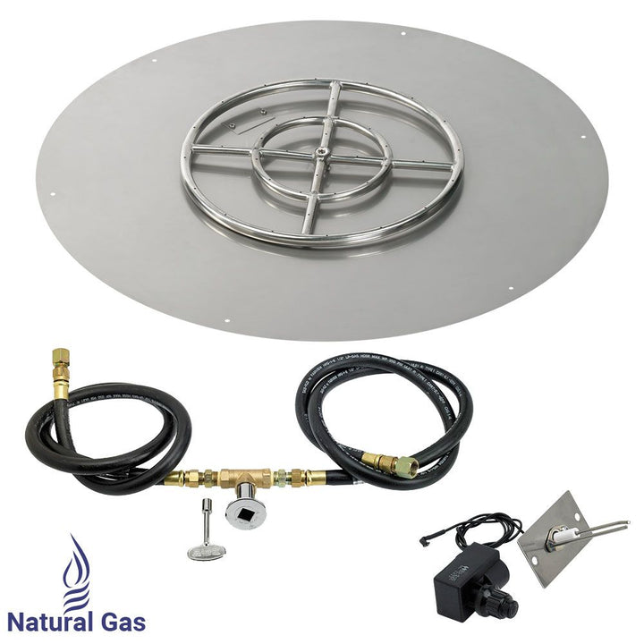 36" Round Stainless Steel Flat Pan with Spark Ignition Kit – Natural Gas by American Fire Products