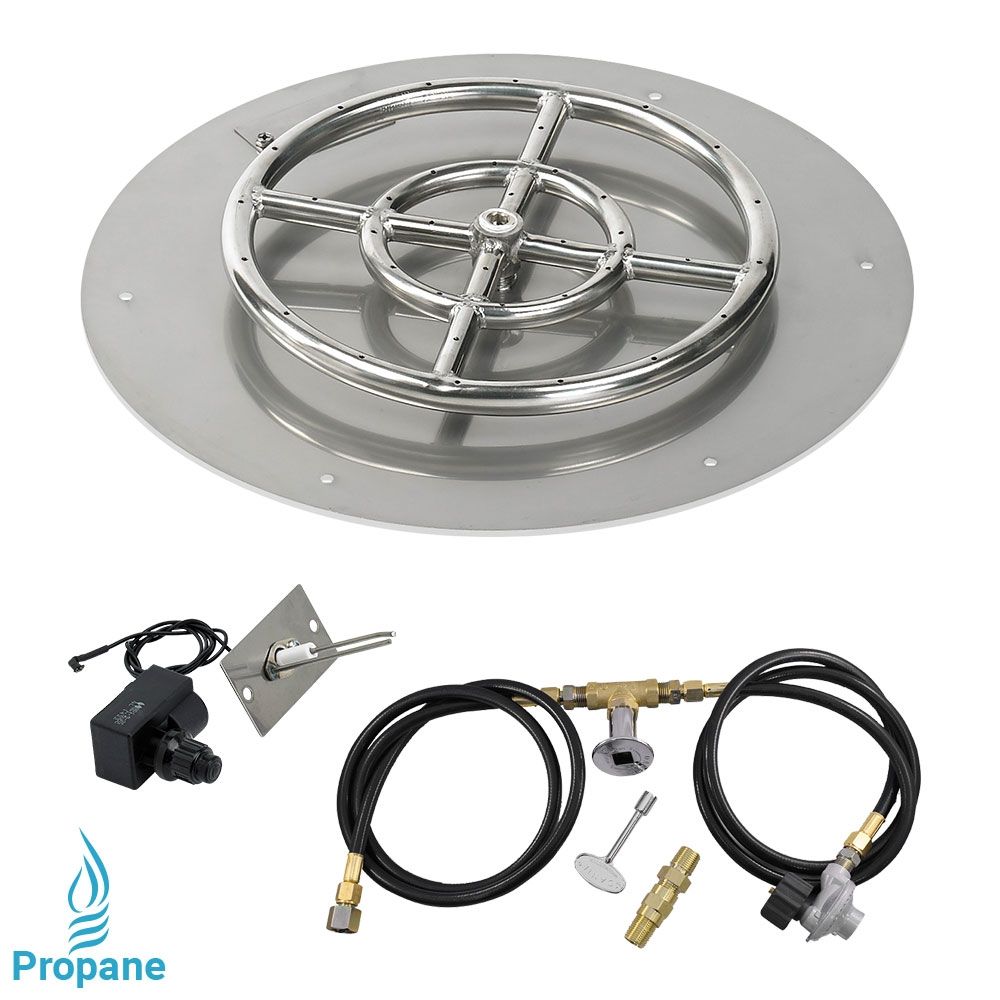 18" Round Stainless Steel Flat Pan with Spark Ignition Kit – Propane by American Fire Products