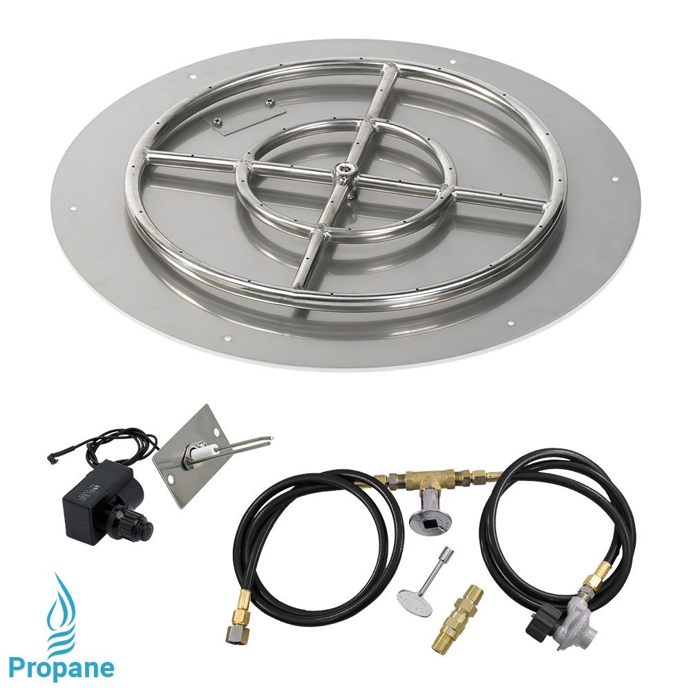 Round Stainless Steel Flat Pan with Spark Ignition Kit by American Fire Products