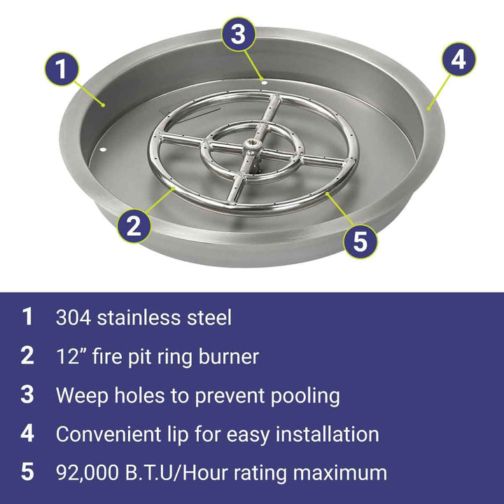 19" Round Stainless Steel Drop-In Pan by American Fire Products