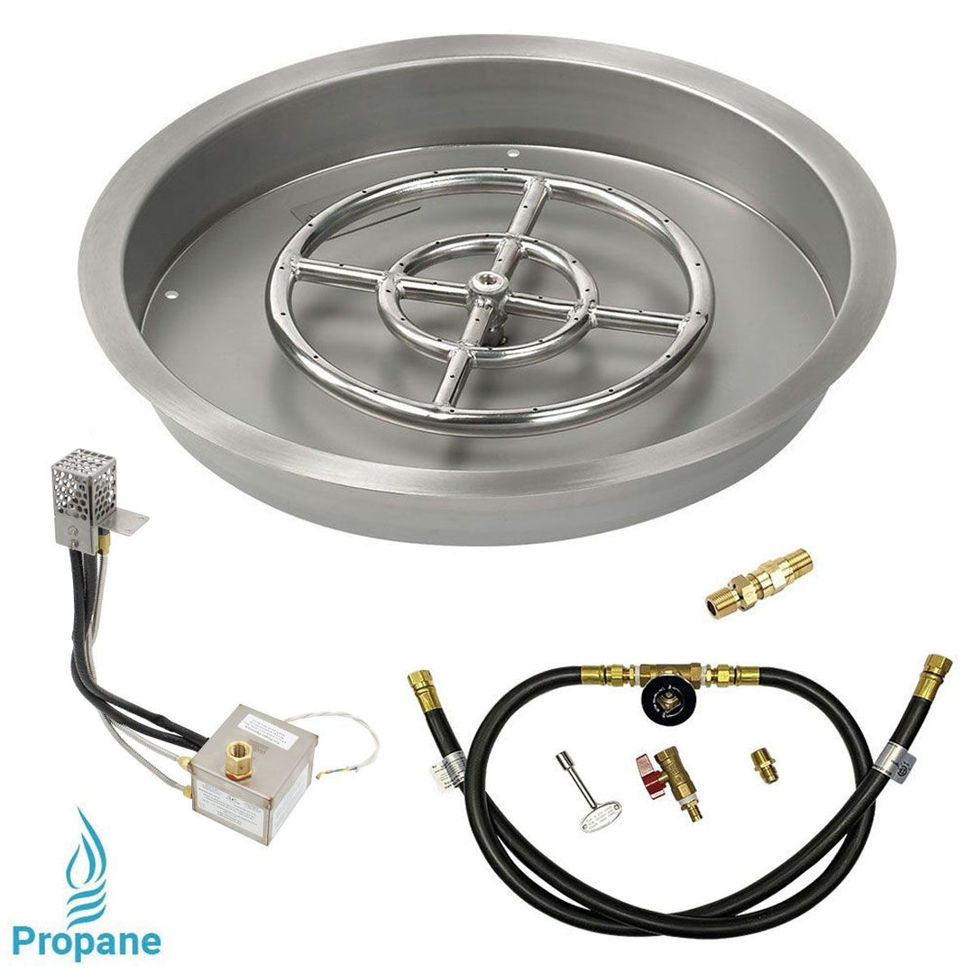 19" Round Stainless Steel Drop-In Pan with All-Weather Electronic Ignition System by American Fire Products