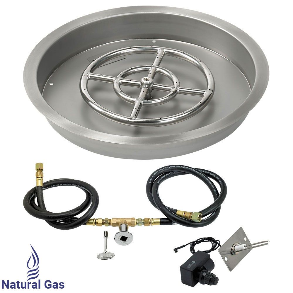 19" Round Stainless Steel Drop-In Pan with Spark Ignition Kit - Natural Gas by American Fire Products