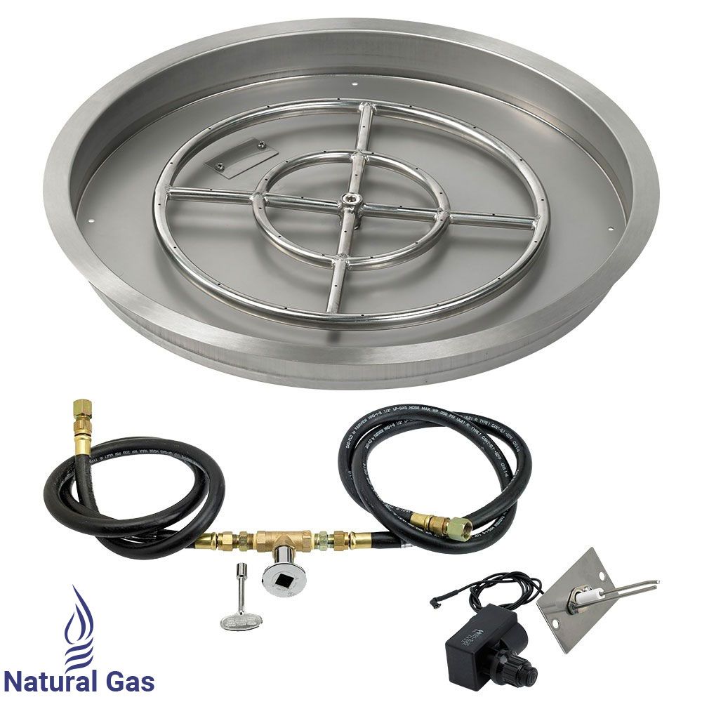 25" Round Stainless Steel Drop-In Pan with Spark Ignition Kit - Natural Gas by American Fire Products