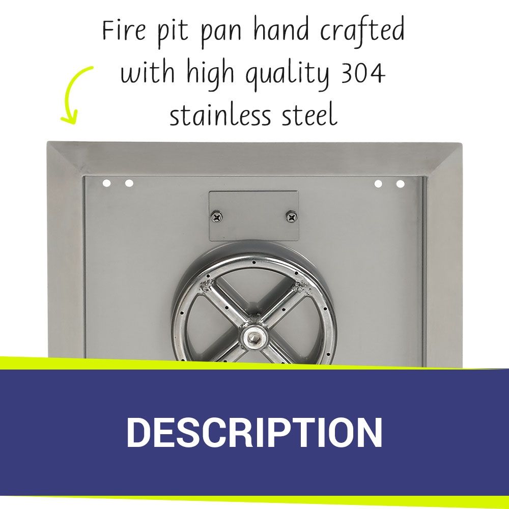 12" Square Stainless Steel Drop-In Pan by American Fire Products