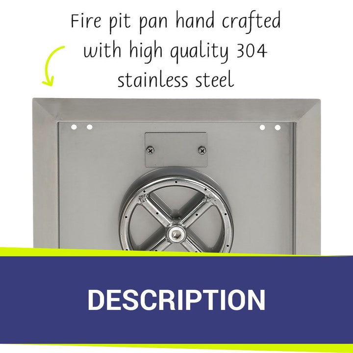 12" Square Stainless Steel Drop-In Pan by American Fire Products