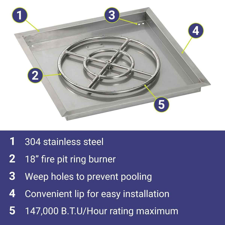 24" Square Stainless Steel Drop-In Pan by American Fire Products