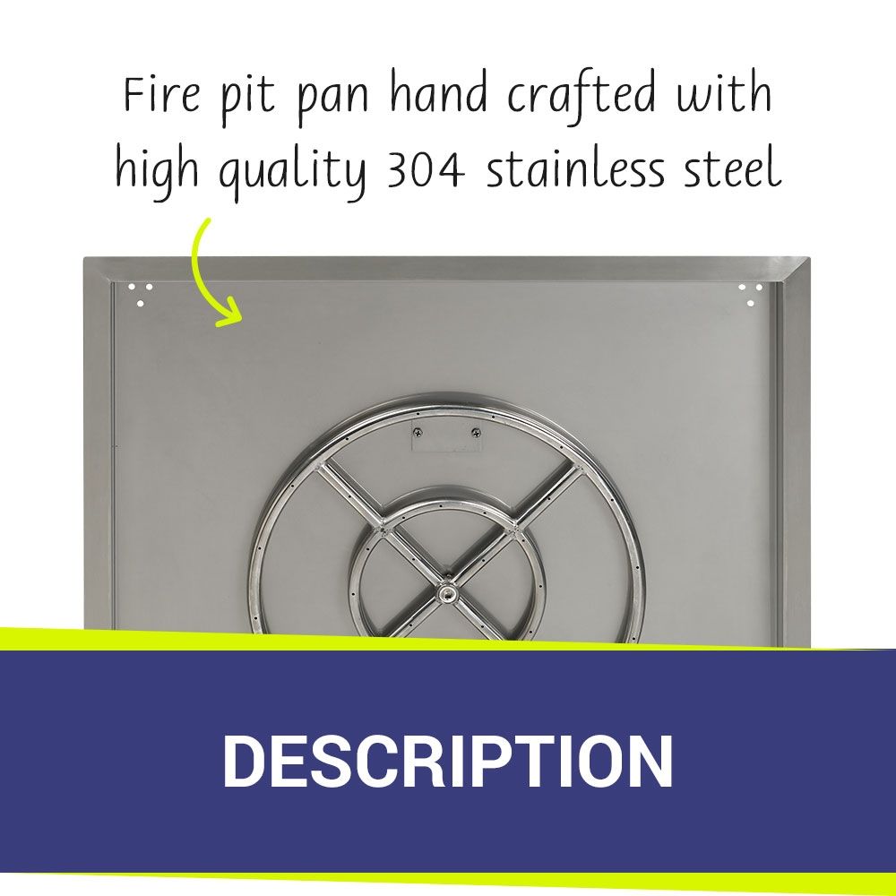 30" Square Stainless Steel Drop-In Pan by American Fire Products