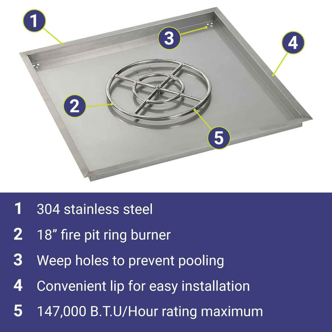 36" Square Stainless Steel Drop-In Pan by American Fire Products