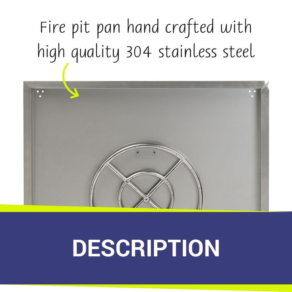 36" Square Stainless Steel Drop-In Pan by American Fire Products