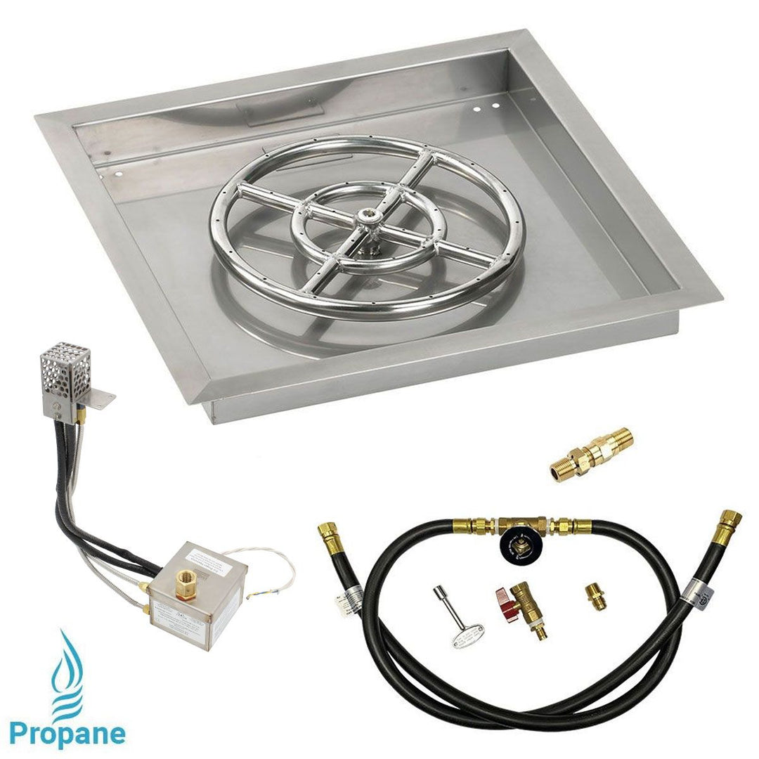 Square Stainless Steel Drop-In Pan with All-Weather Electronic Ignition System by American Fire Products