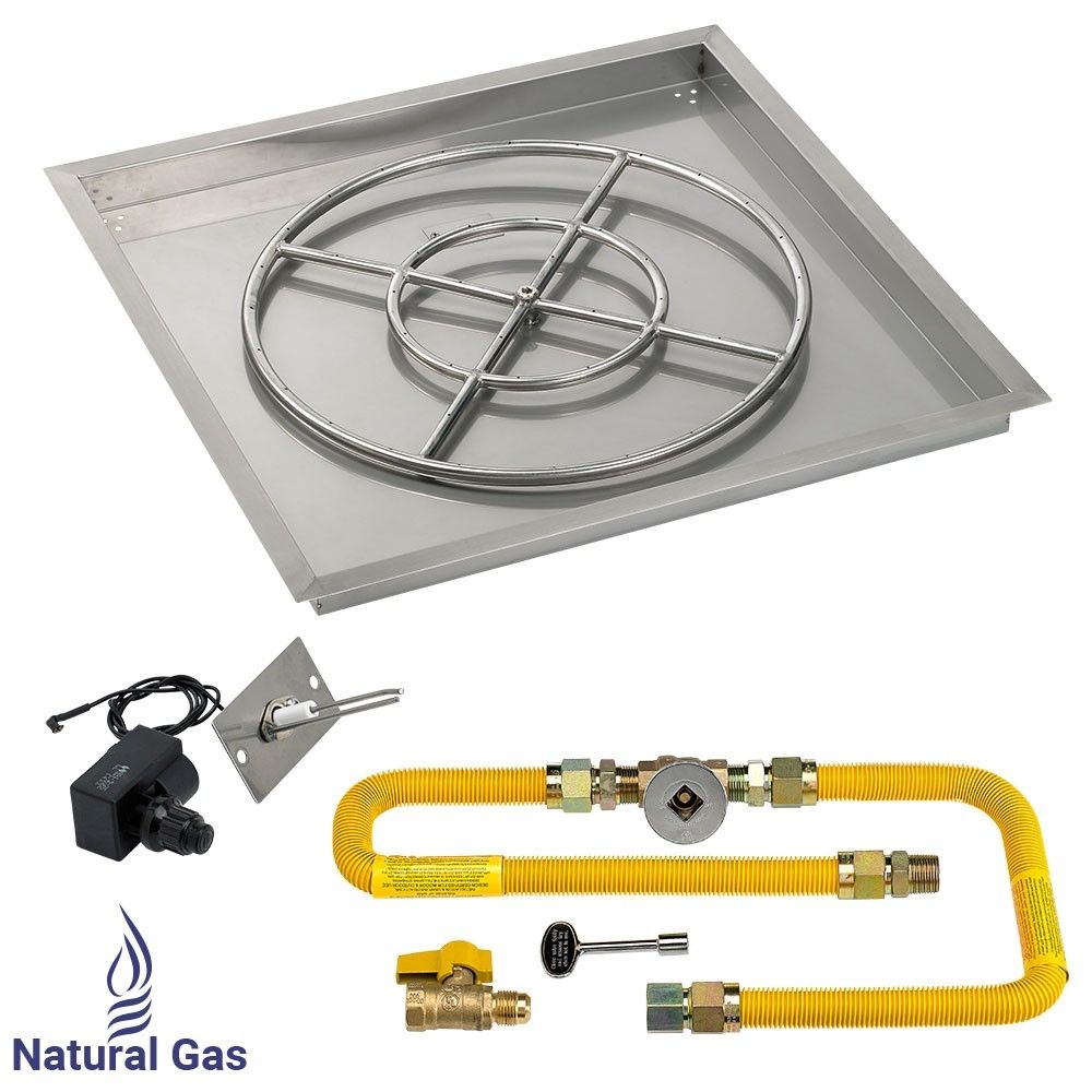 36" Square High Capacity Stainless Steel Drop-In Pan with Spark Ignition Kit - Natural Gas by American Fire Products