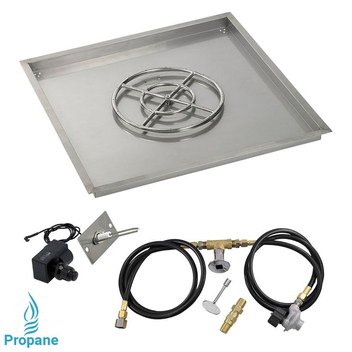36" Square Stainless Steel Drop-In Pan with Spark Ignition Kit - Propane by American Fire Products