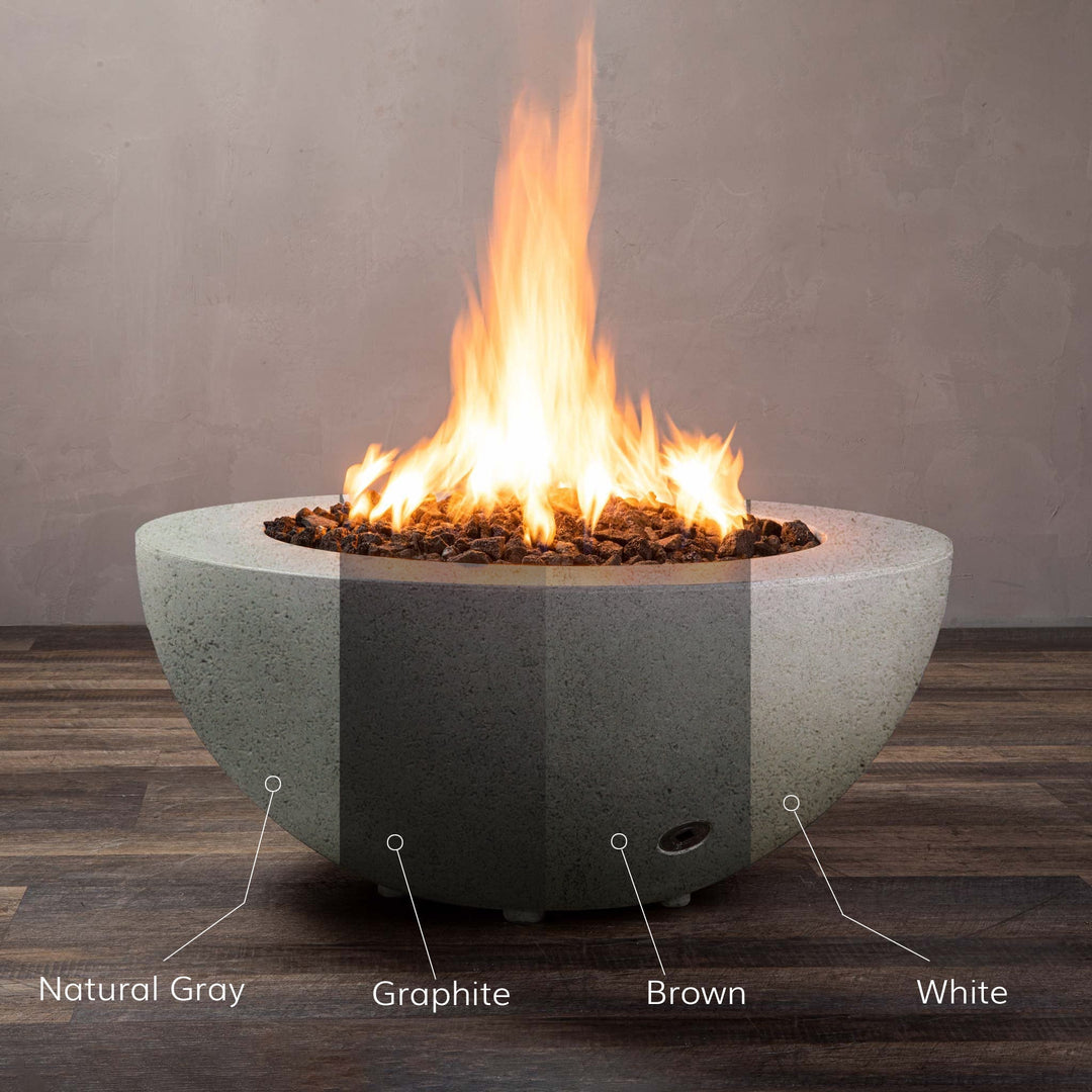 36" Round Rustic Gravity Concrete (GFRC) Fire Pit - Colors
